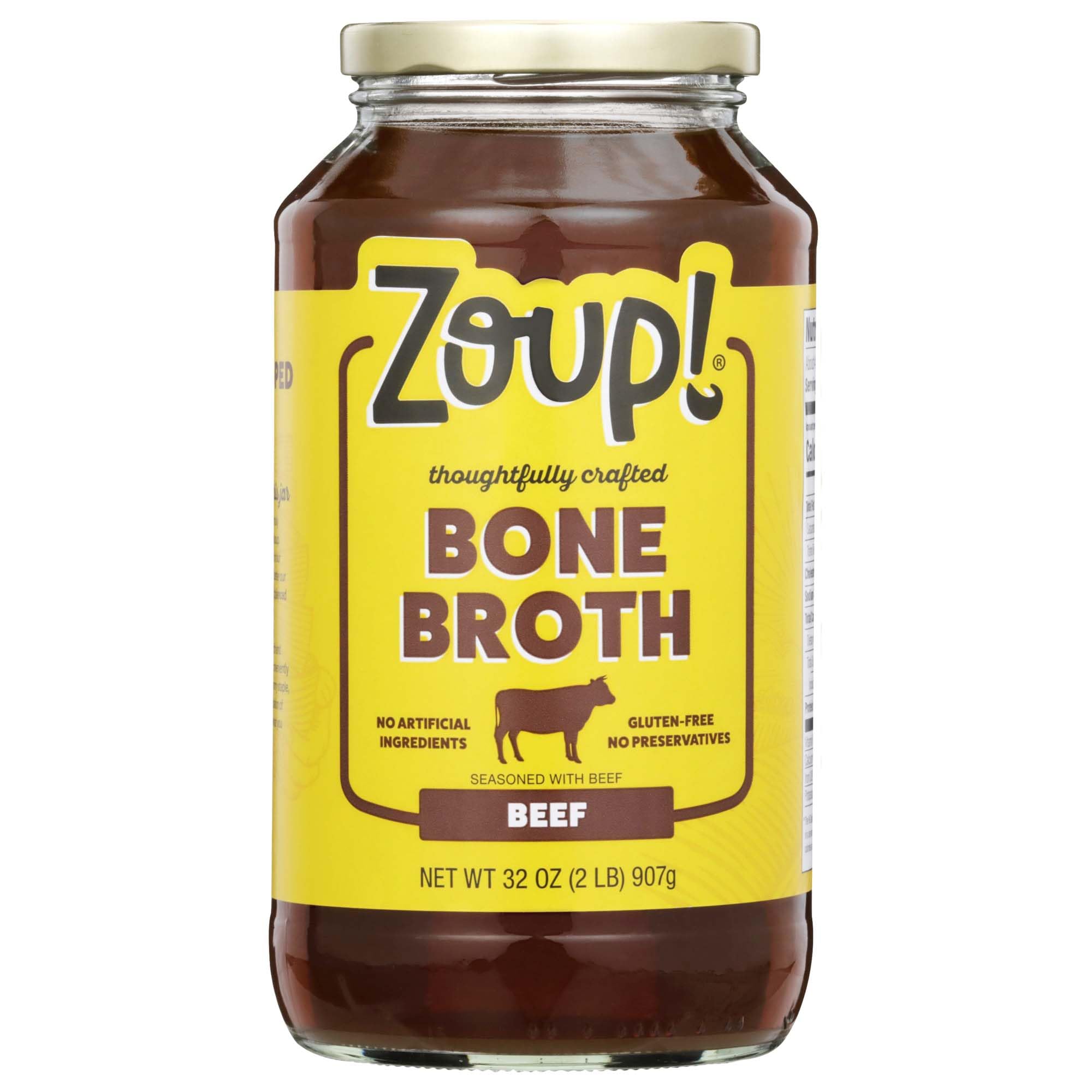 Beef Bone Broth by Zoup! Keto-Friendly, Gluten Free, Fat Free, Non-GMO - Great for Stock, Bouillon, Soup Base or in Gravy - 1-Pack (32 oz)