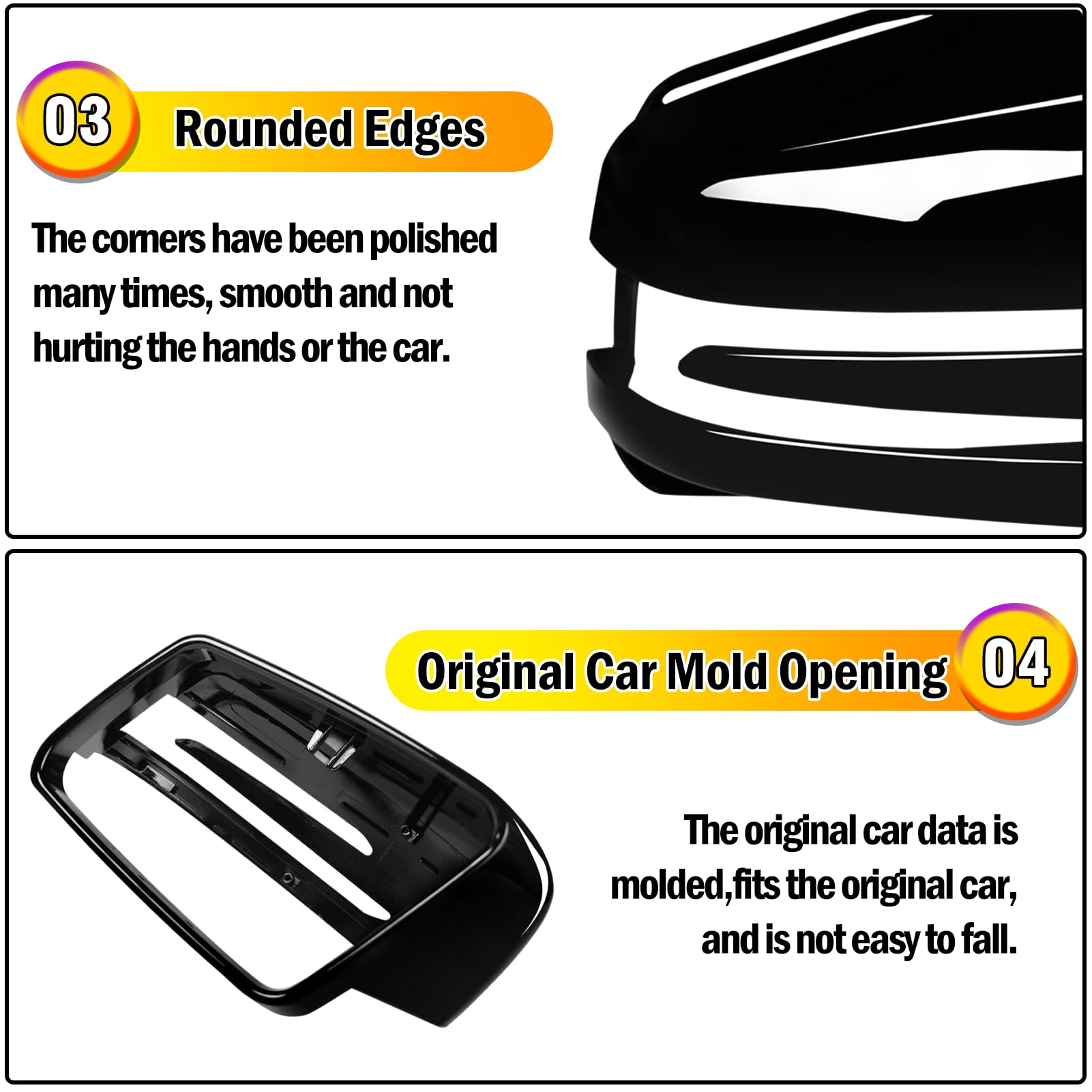 TTCR-II 2PCS Compatibile con Calotte Specchietti Mercedes Benz A B C E S CLA GLA GLK, Sinistro+Destro Copri Specchietto W176 W246 W204 W212 W221 C117 X204 X156 Tappi Specchietti Mirror Cover-Nero