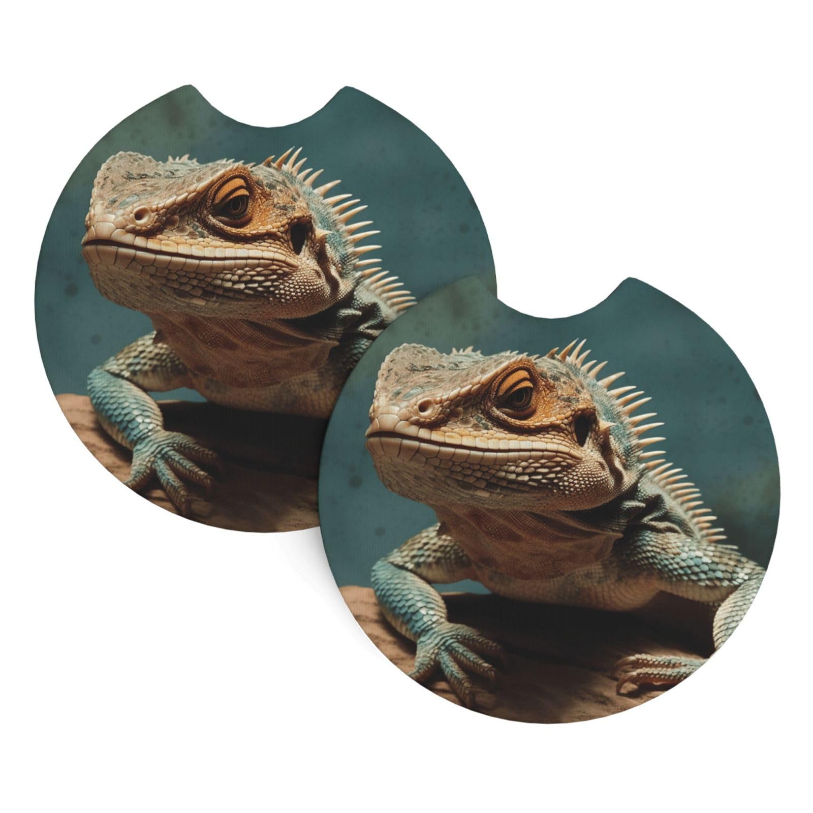 2 Pack Car Coaster for Cup Holders Lizards Car Cup Coaster 2.7" Neoprene Non-Slip Automotive Cup Mat Universal Auto Car Interior Accessories for Women Men Cup Pad