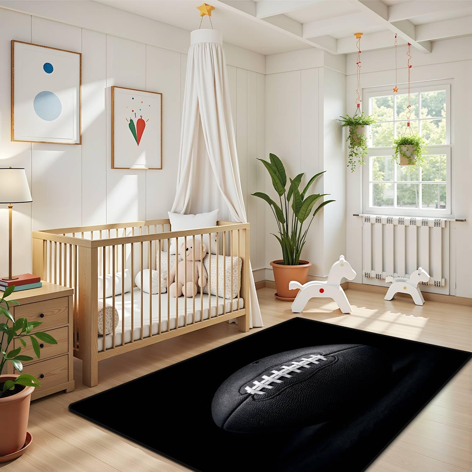 Classic American Football Area Rug Outdoor Patio Rug Play Mat Floor Mat Modern Carpet Non-Slip Home Decor Living Room Bedroom Nursery, 3x5 ft
