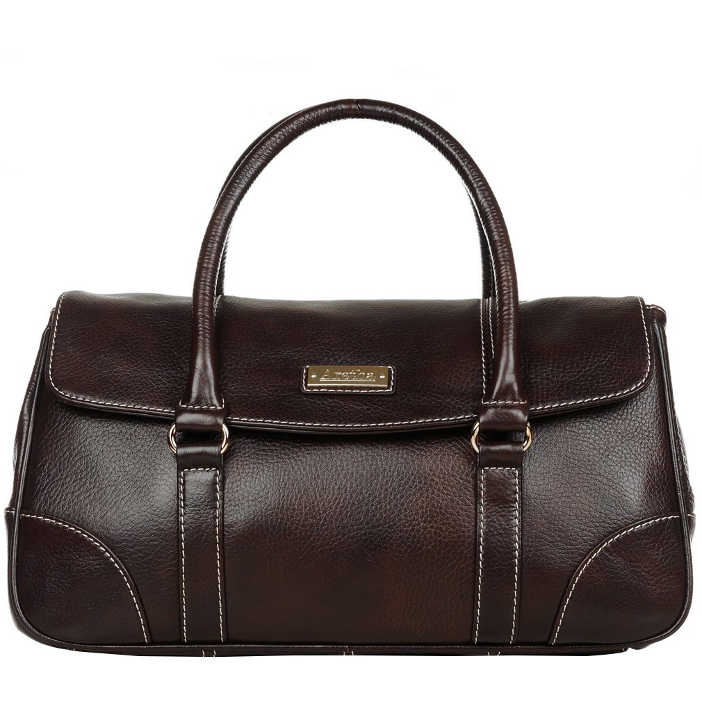 Aretha Classic Vintage Women Genuine Cowhide Leather Tote Bifold Handbag Brown