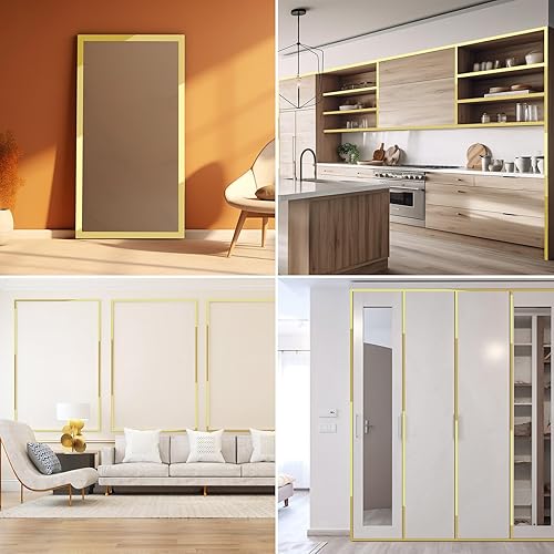 Miniatura 3 de Jaspond Moldura de pared metalizada negra de acero inoxidable 201, autoadhesivo, 16.4 pies, acabado metalizado similar a un espejo para marco de