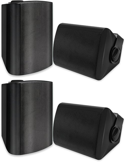 STUDIOFINIX 5.25 Inch 600W Outdoor Speakers Waterproof Weather Resistant Indoor Outdoor Speakers for Garden Patio Indoor (Black, 2 Pairs)
