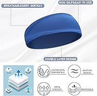 Vista 3 de 4 diademas deportivas para niños, bandas atléticas para el sudor, banda elástica que absorbe el pelo para niñas y niños pequeños Negro