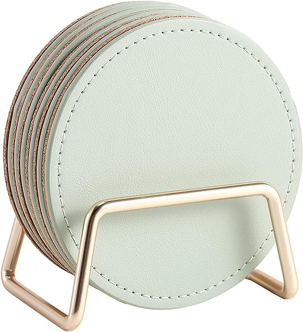 Amazon.com: Drink Coasters Leather Coasters with Cork 6 Pack Table ...