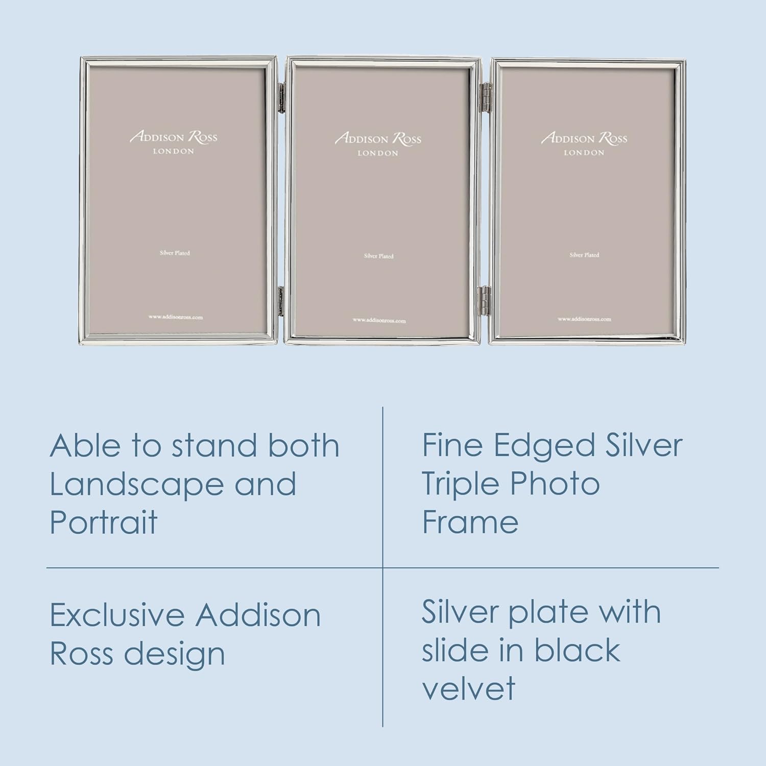Addison Ross, Essentials Photo Frame, Silver Plate Treble, 4 x 6 Inches