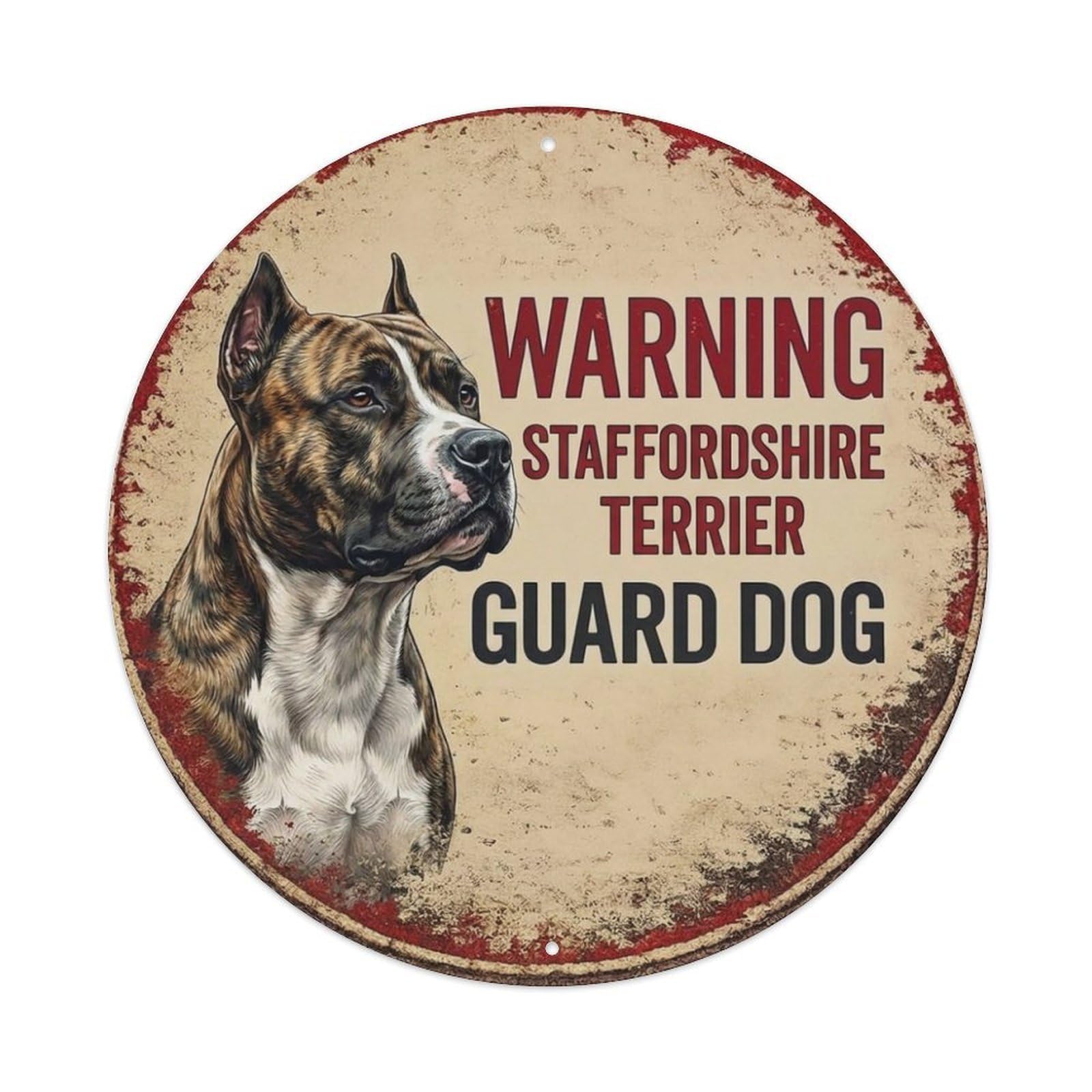 Metal Tin Sign Vintage Warning Staffordshire Terrier