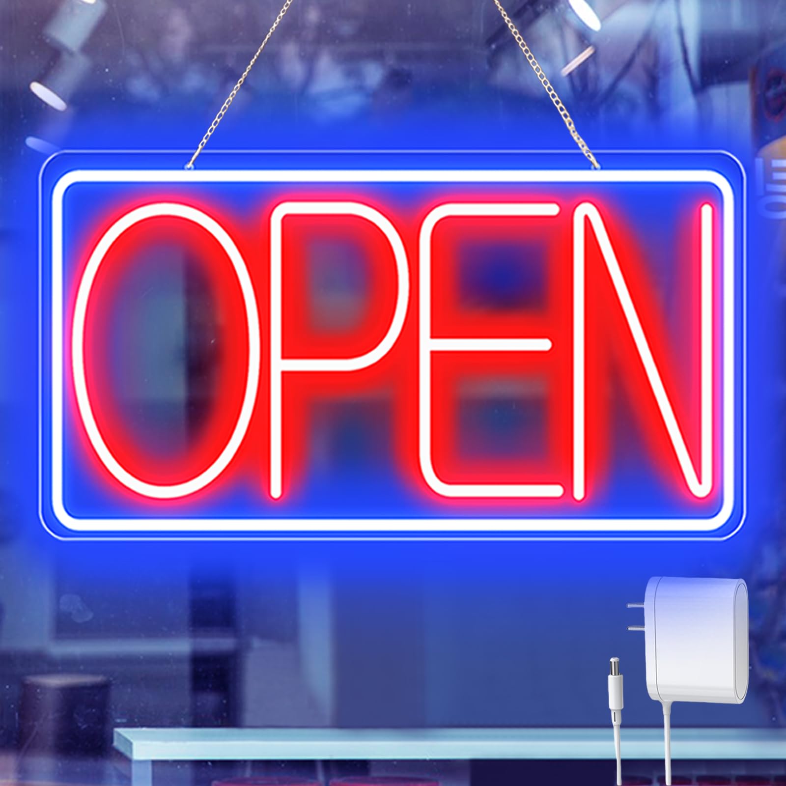 Photo 1 of KENFARI LED Neon Open Sign - 16.5" x 9" Ultra Bright, Plug-In