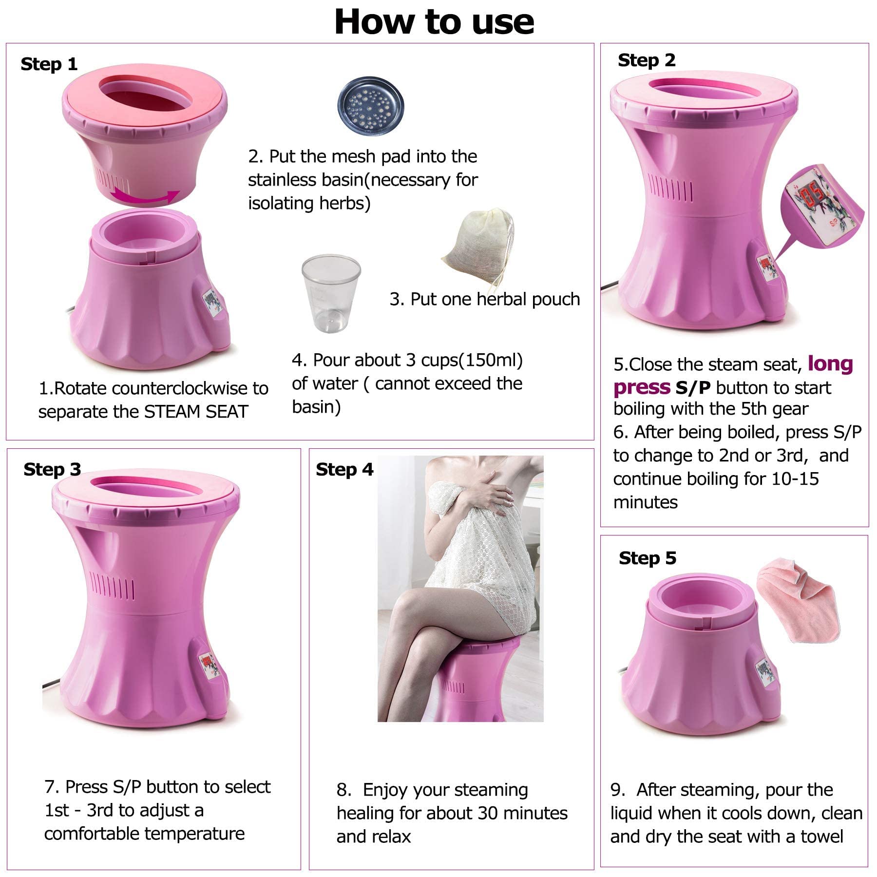 Buy Yoni Steam Seat Kit, V Steam Kit with Seat & Herbs 16oz (30+Steams