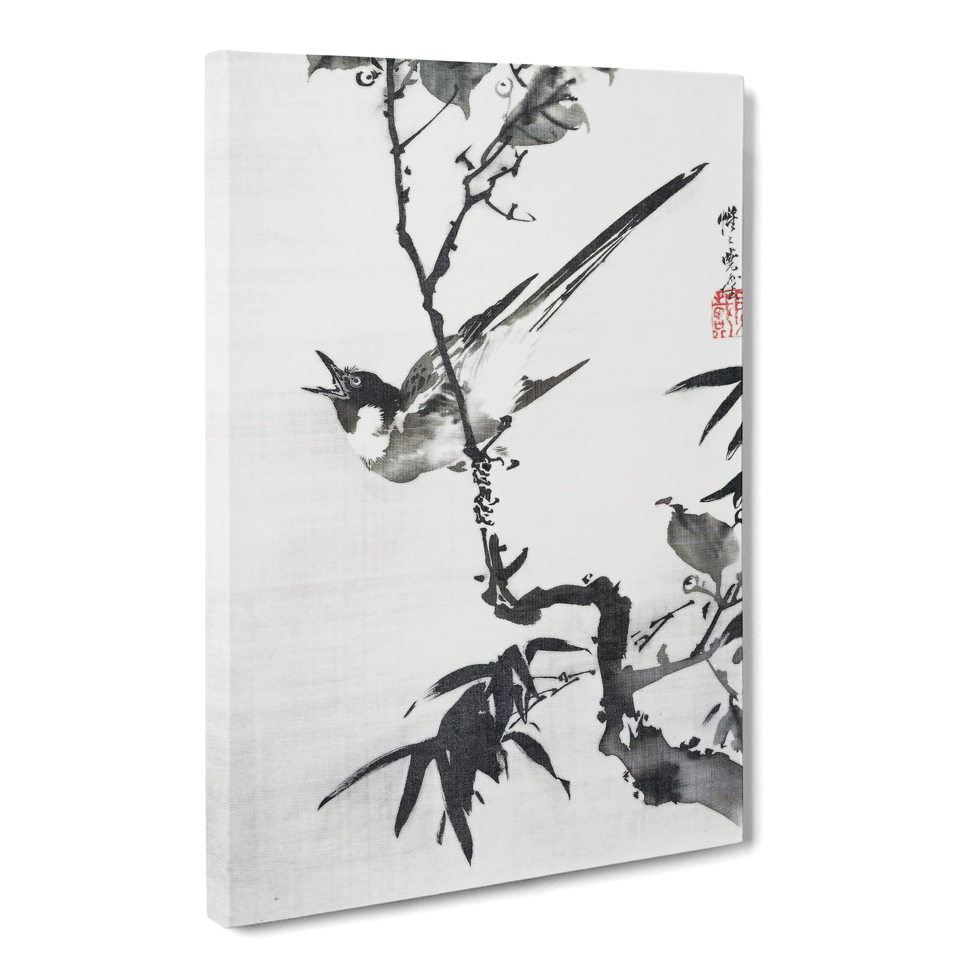 Singing Bird On A Branch By Kawanabe Kyosai Canvas Print, Mixed, 25L x 50W cm