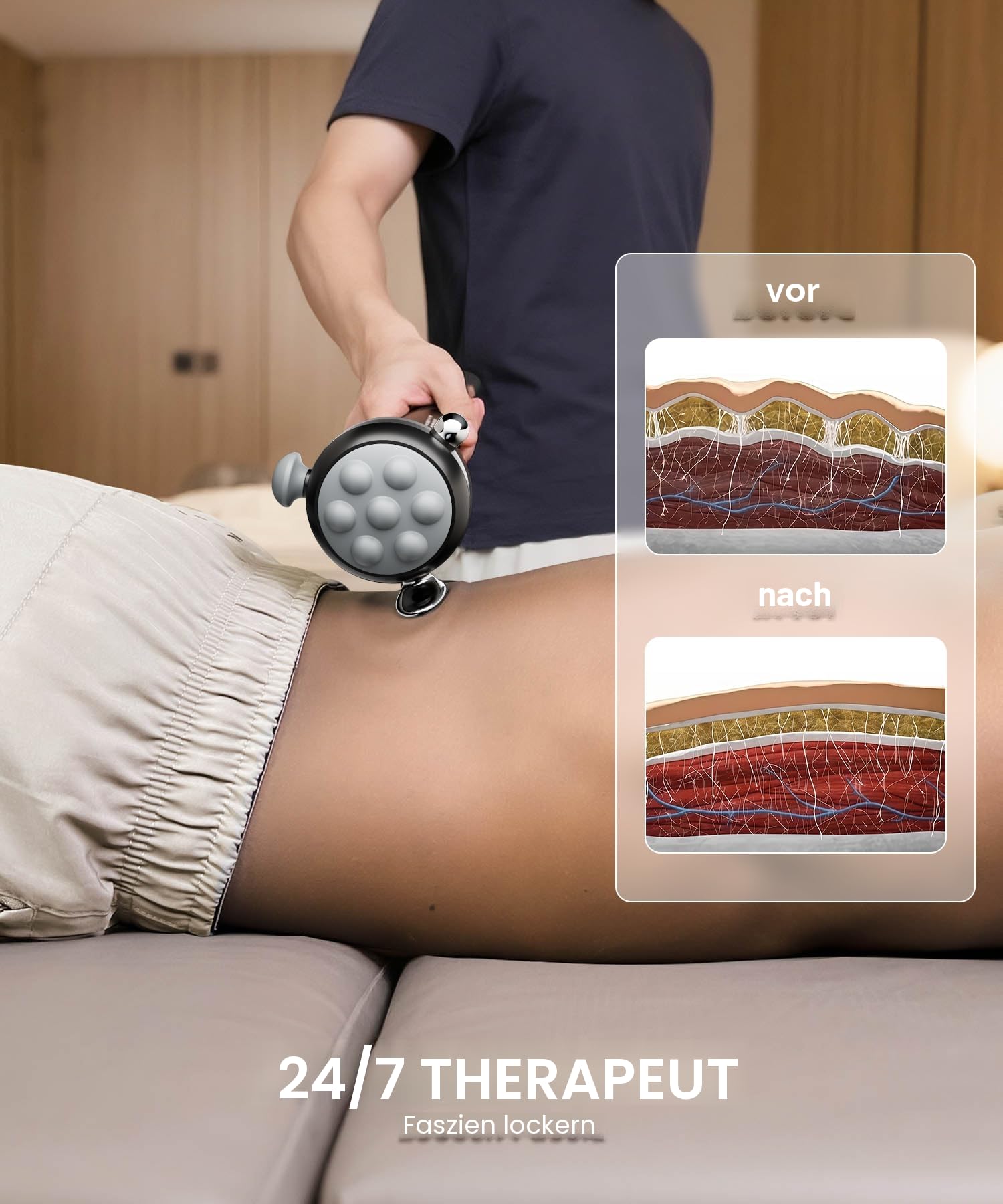 HYAKO Pro Max Professionelle Massagepistole - 3,5mm Amplitude Tiefengewebe-Massagegerät, Vibrations-Therapie für Sportler zur Ganzkörper-Erholung, Geschenk(Grau)