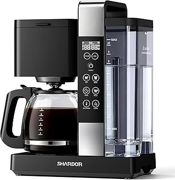 SHARDOR 10-Cup Coffee Maker, Programmable Drip Coffee Machine with 210 Cup Setting, Adjustable Keep-Warm Control, Removable 50oz Water Tank, Brew Strength Control & Brew Pause, Black