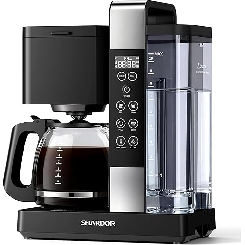 SHARDOR 10-Cup Coffee Maker, Programmable Drip Coffee Machine with 2–10 Cup Setting, Adjustable Keep-Warm Control, Removable 50oz Water Tank, Brew Strength Control & Brew Pause, Black