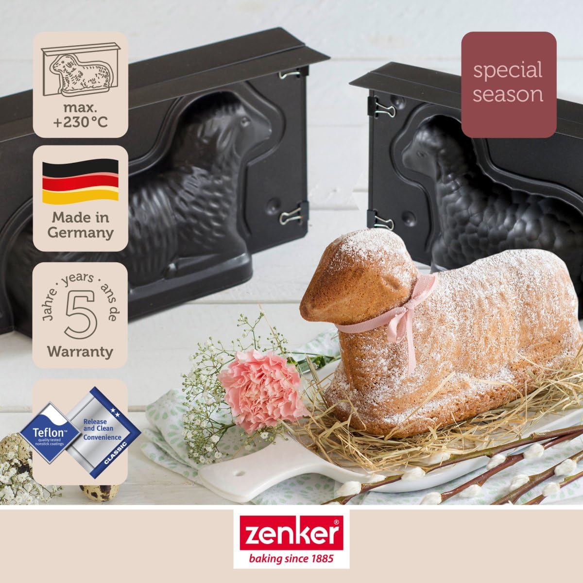 Zenker Osterbackformen-Set Special Season, hochwertige Lammform, Mini-Lammform aus Stahlblech, Backformen mit Antihaftbeschichtung, Formen für die Osterfeier (Farbe: Schwarz), Menge: 1 x 2er Set Küche, Haushalt & Wohnen