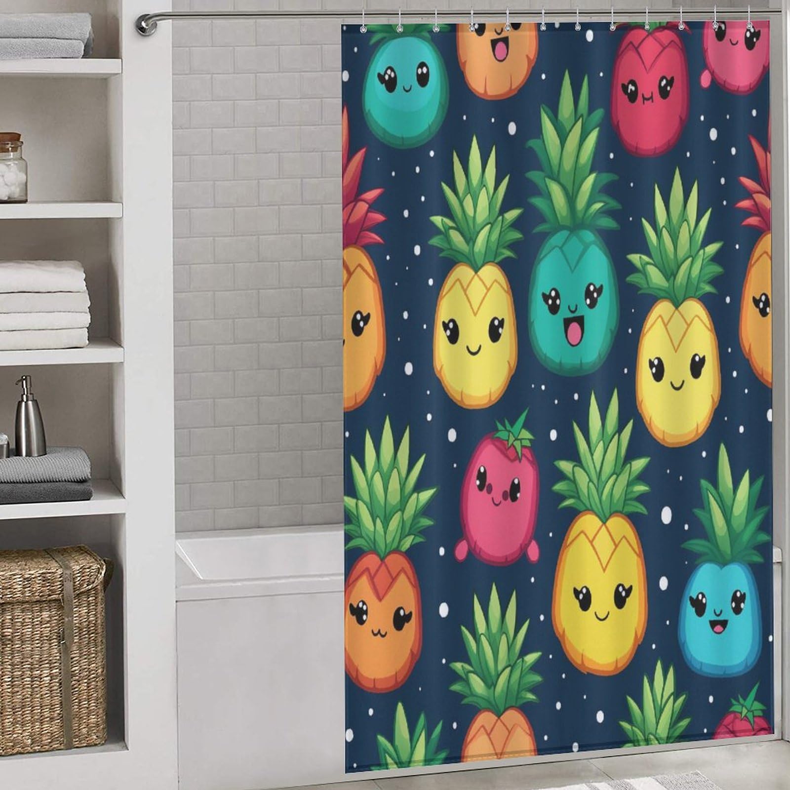 Rideau de douche ananas exotique pour transformer la décoration de votre salle de bain