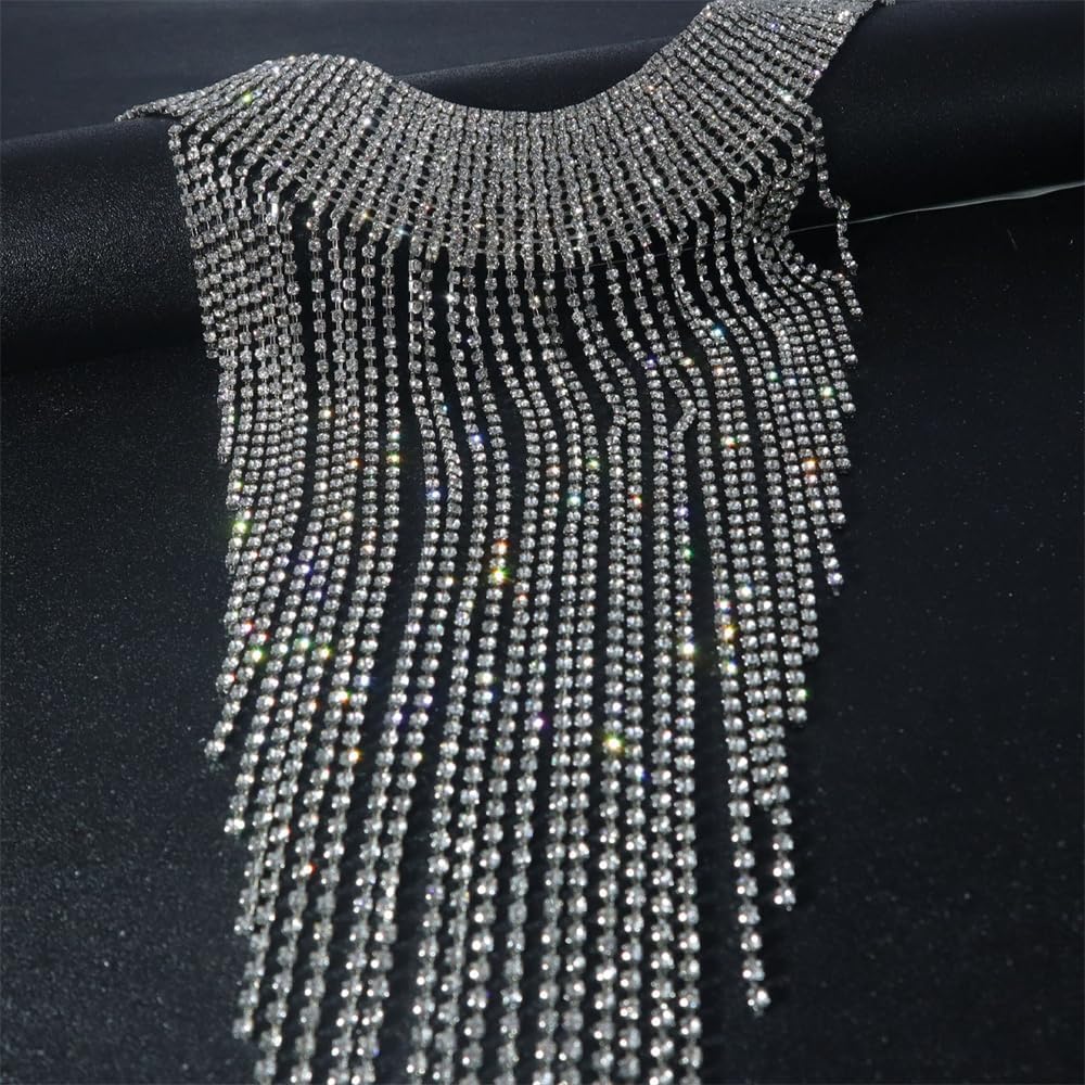 Kokoma Rhinestone Tassel Necklace for Women Sparking Cubic Zirconia Long Tassel Y Shaped Choker Necklace Exaggerate Adjustable Link Chains Wedding Party Jewelry - Image 4