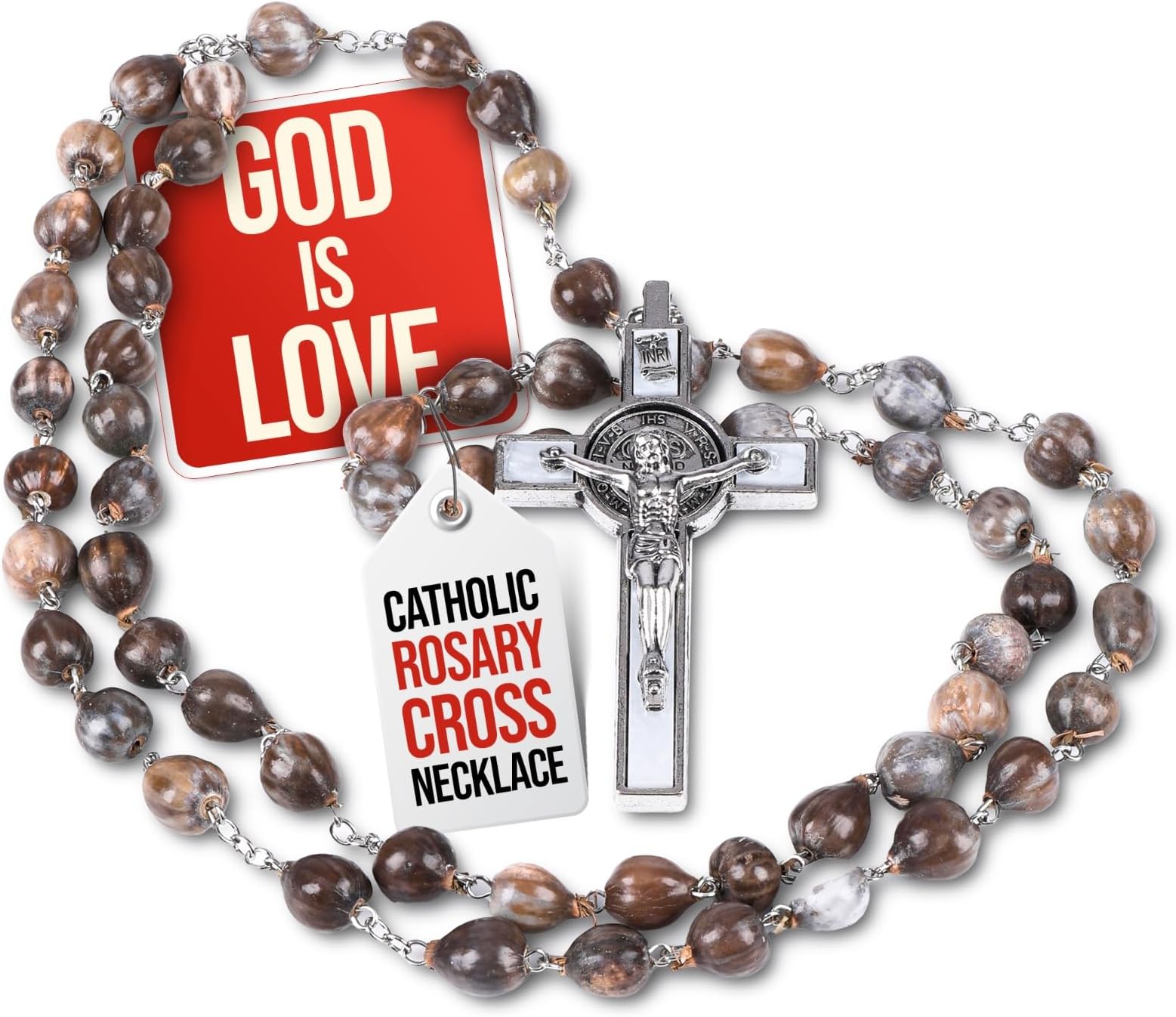 SANCTUM VERITAS Catholic Rosary Necklace | Large Italian Prayer Beads Gift