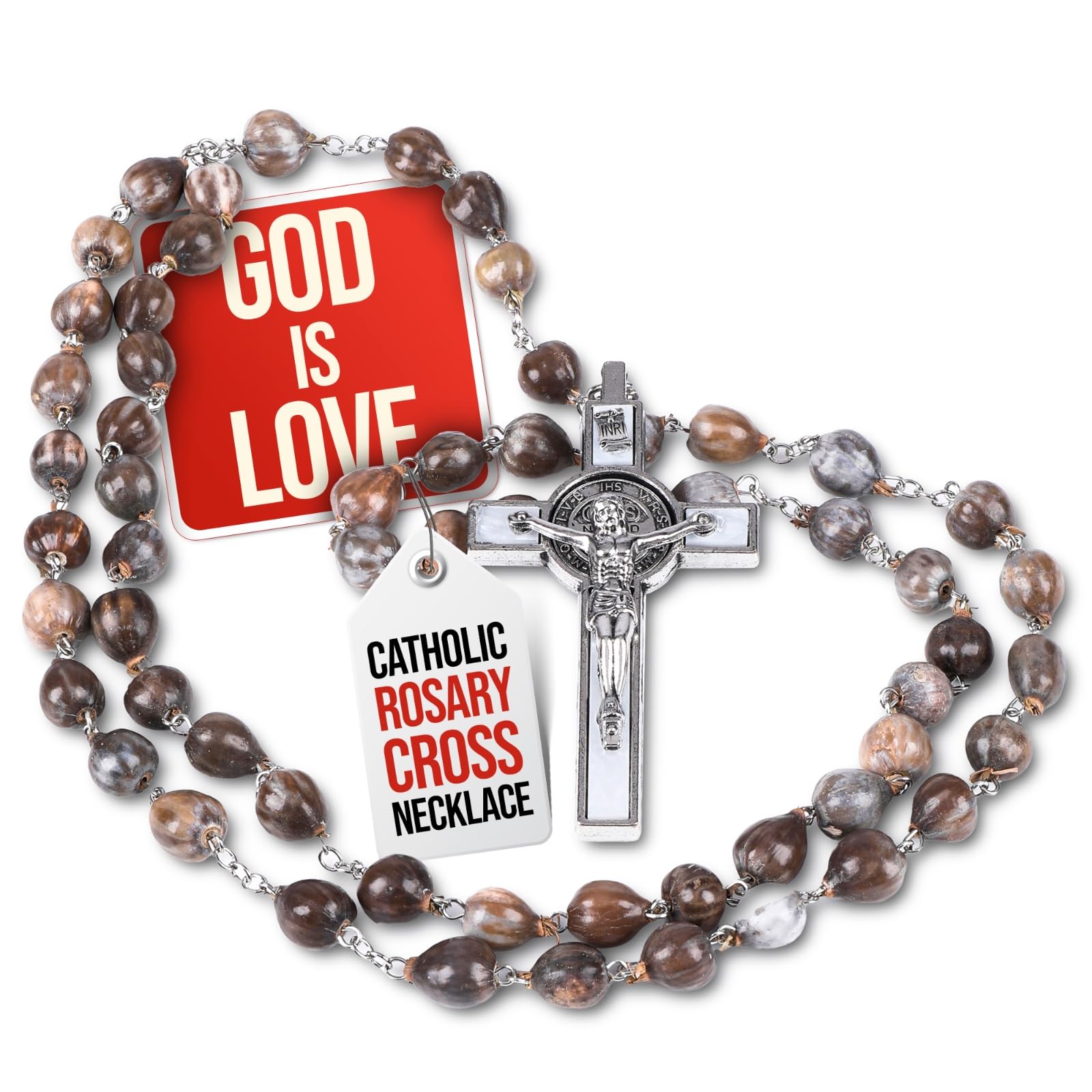SANCTUM VERITAS Catholic Rosary Necklace | Large Italian Prayer Beads Gift
