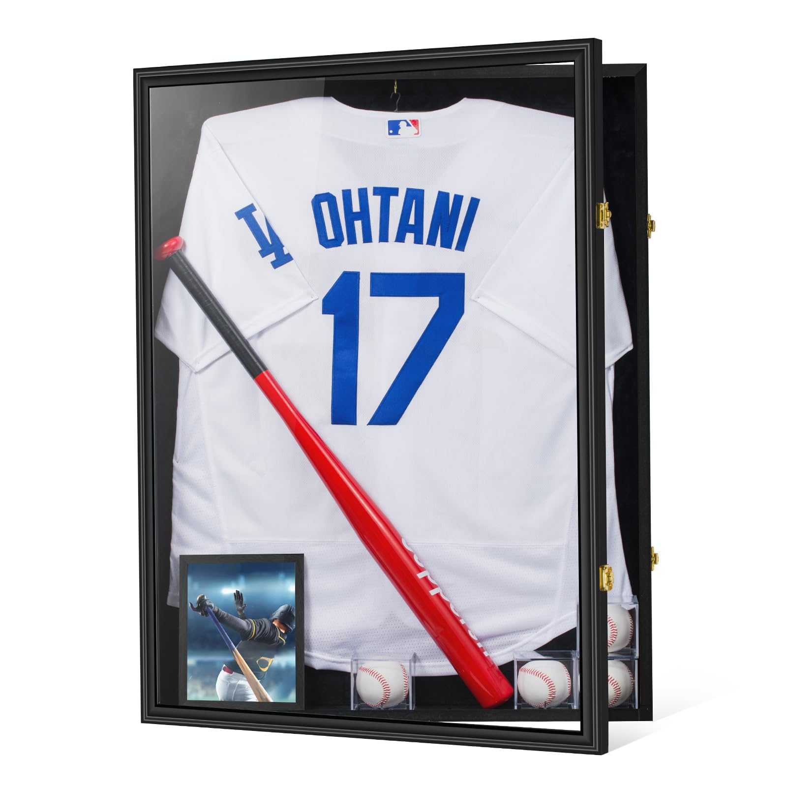 Baseball Bat Extra Deep Jersey Shadow Box Black 28 X 37 XL Jersey