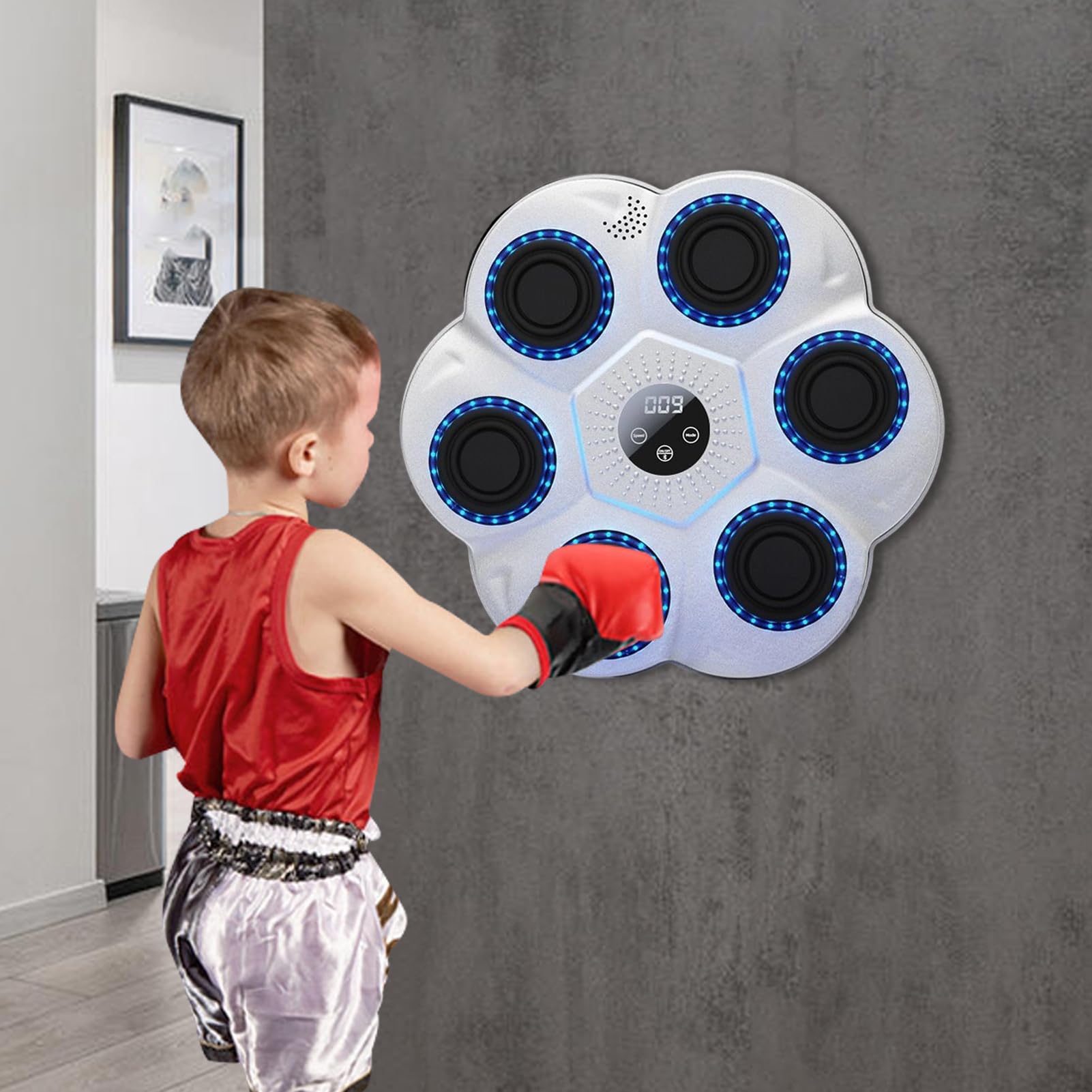 Macchina da boxe musicale, 40,5 x 40,5 cm, regolazione della velocità a 9 livelli, macchina da boxe musicale, con luce a LED, per familiari, amici, studenti, uomini, donne, casa, casa, compleanno
