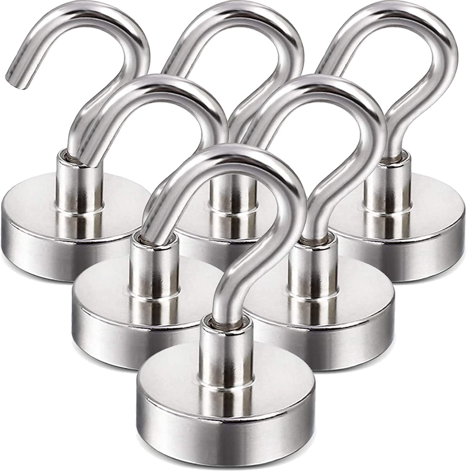 ART IFACT 6 Pieces of Magnetic Utility Hooks, 22 Lbs Heavy Duty Rare Earth Neodymium Magnet Hooks with Nickel Coating for Hanging, Kitchen, Cruise, Classroom, Workplace, Office and Garage etc