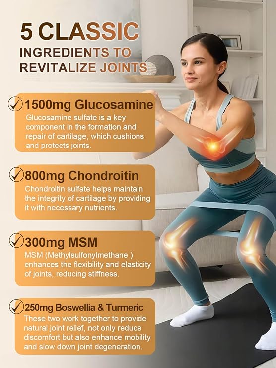 NATURE TARGET Glucosamine Chondroitin MSM Turmeric - 120 Capsules Joint Support Supplement for Relief & Mobility, with Type II Collagen, D3, K2 & Hyaluronic Acid, Shellfish-Free & Non-GMO