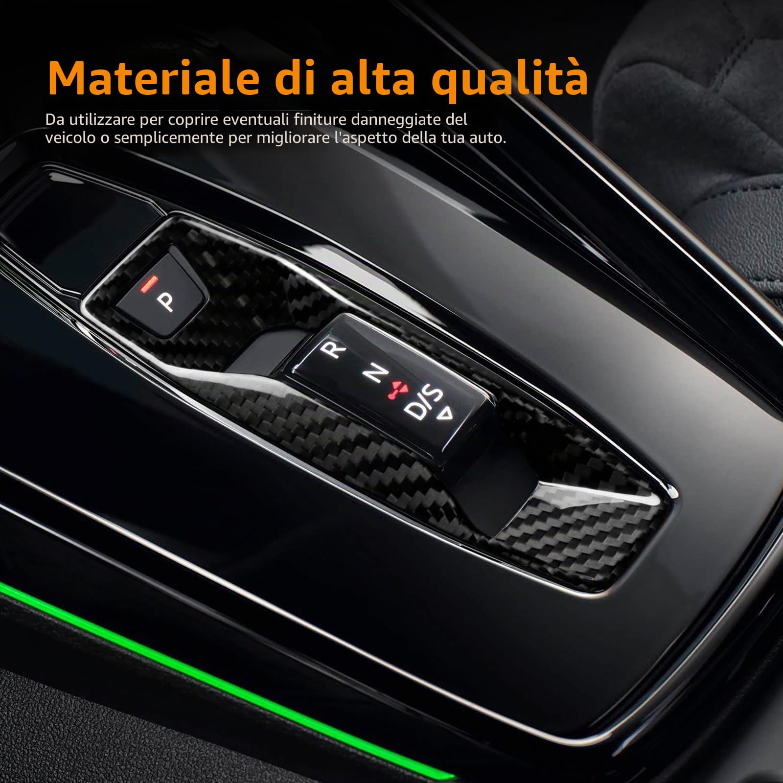KUNGKIC Per Audi A3 A5 A6 Q5 Q6 SQ5 SQ6 RS3 Q4e-tron/Se-tron GT/RS e-tron GT Performance 2025-Up, in fibra di carbonio rigida, per console centrale, leva di comando, comandi interni, accessori per