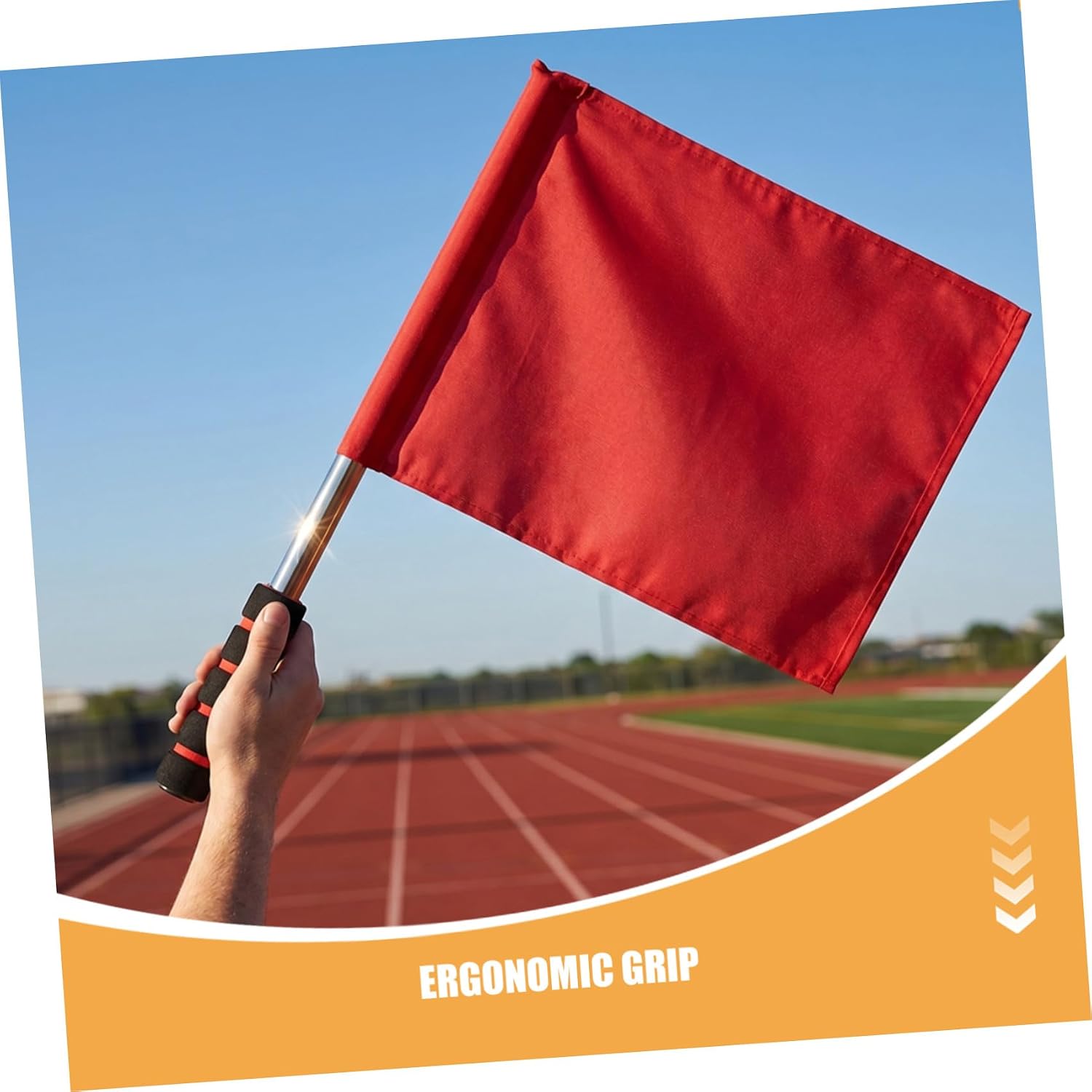 DOITOOL 10pcs Red Referee Flags for Football Volleyball with Stainless Steel Poles and Sponge Grip Handles, Official Competition Sports Linesman Flags for Track and Field Events