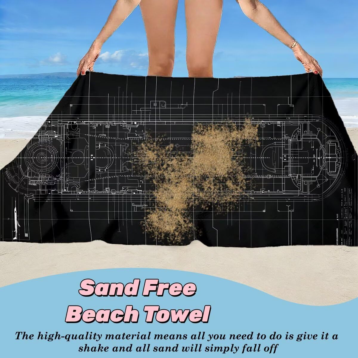 Toalla Playa 80x160 cm, Toalla Gimnasio Microfibra Secado Rapido, Juego de 2 Antiarena Toallas de Playa, Ligera Compacta Toallas Microfibra Grande para Viaje, Regalo Hombre Mujer (Paisaje) -4155