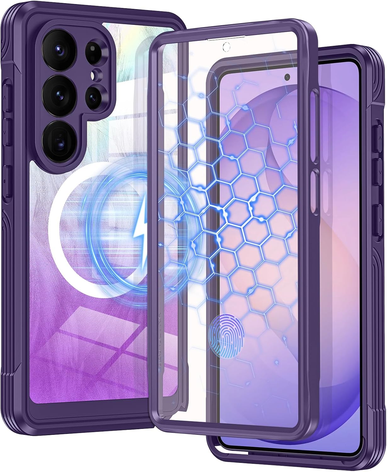 Bizzib for Samsung Galaxy S26 Ultra Case Compatible with MagSafe Built-in 9H Screen Protector & Camera Lens Guard Military Grade Full Body Protection Shockproof Phone Case Cover,Purple Glitter