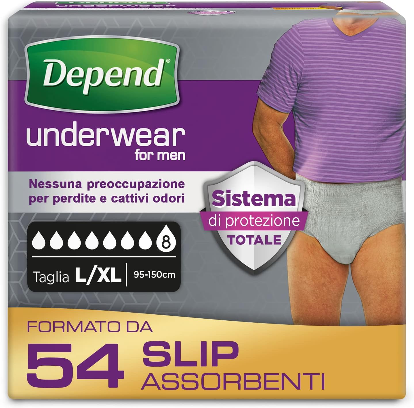 Depend ComfortProtect Slip Absorbant Homme Taille L/XL 54 Slip Super
