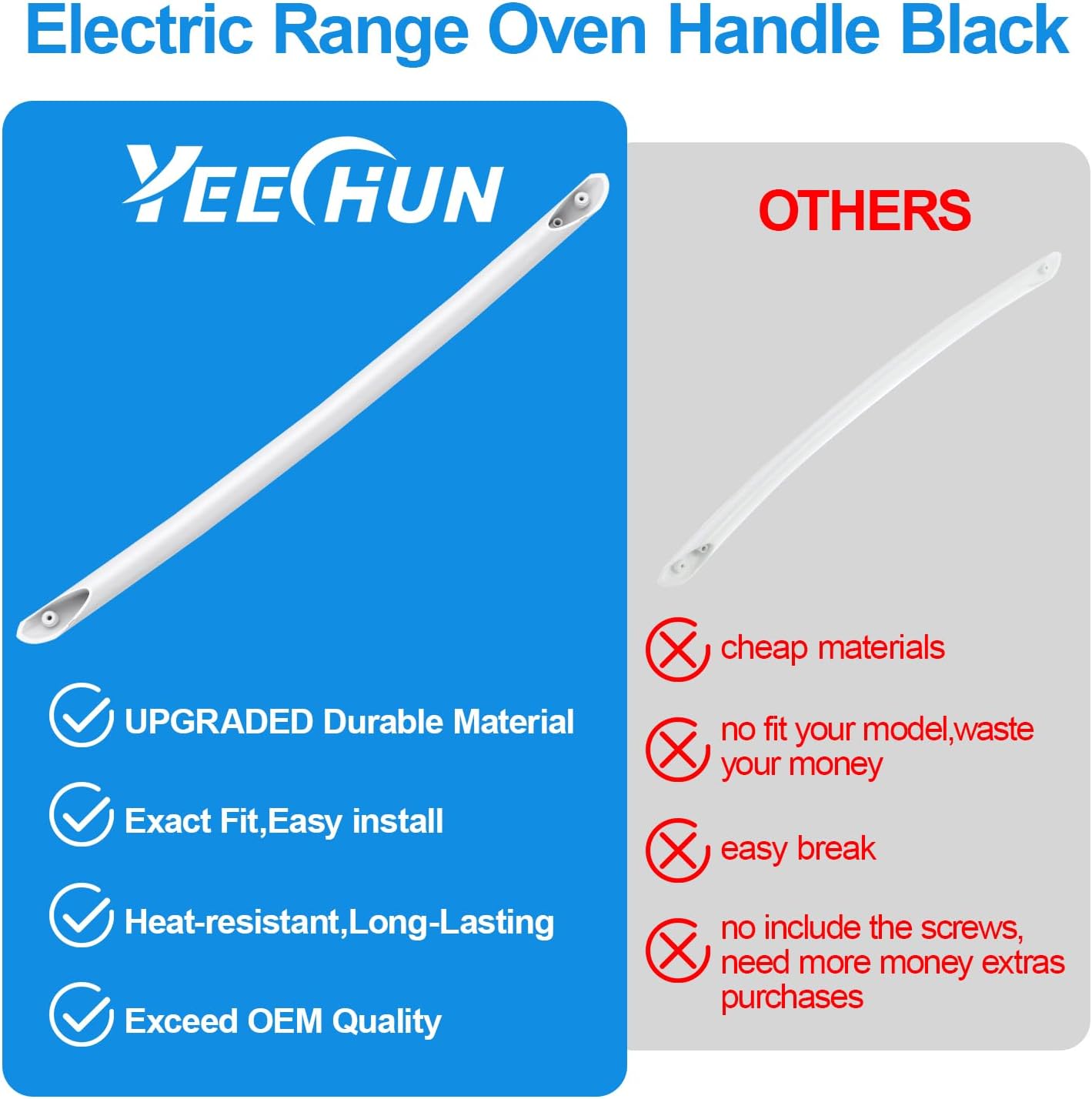 Upgraded 316544501 Oven Handle Replacement Compatible with Electrolux Kenmore Frigidaire Oven Door Handle White,Replaces AP4433289, 1513499,Include 2 Pack 316433300 Frigidaire Stove Door Handle Screws