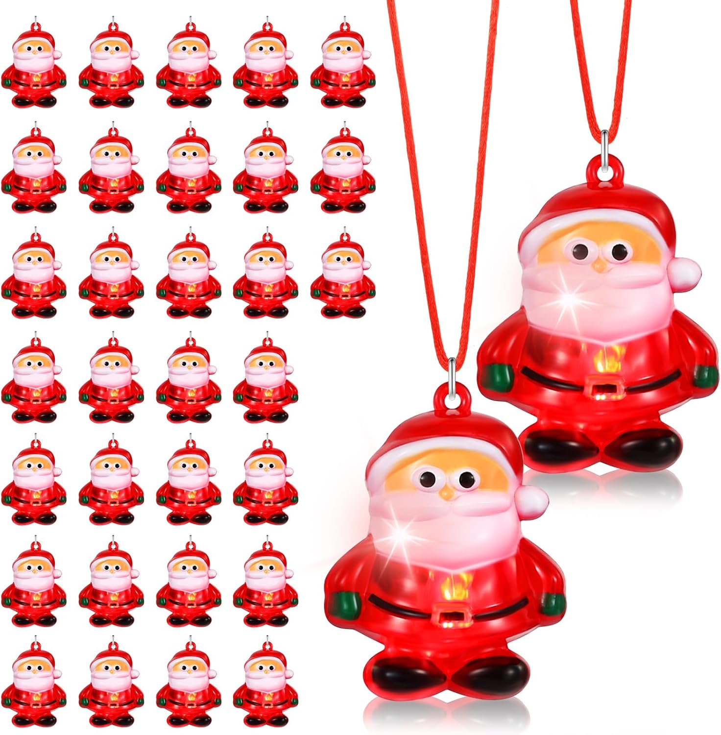 Yinkin 60 Pcs Christmas Light up Necklace for Adults Flashing Necklaces Christmas Accessory for Xmas Party Favors Stocking Stuffers Christmas Ornaments Decoration Party Supplies (Bulb)