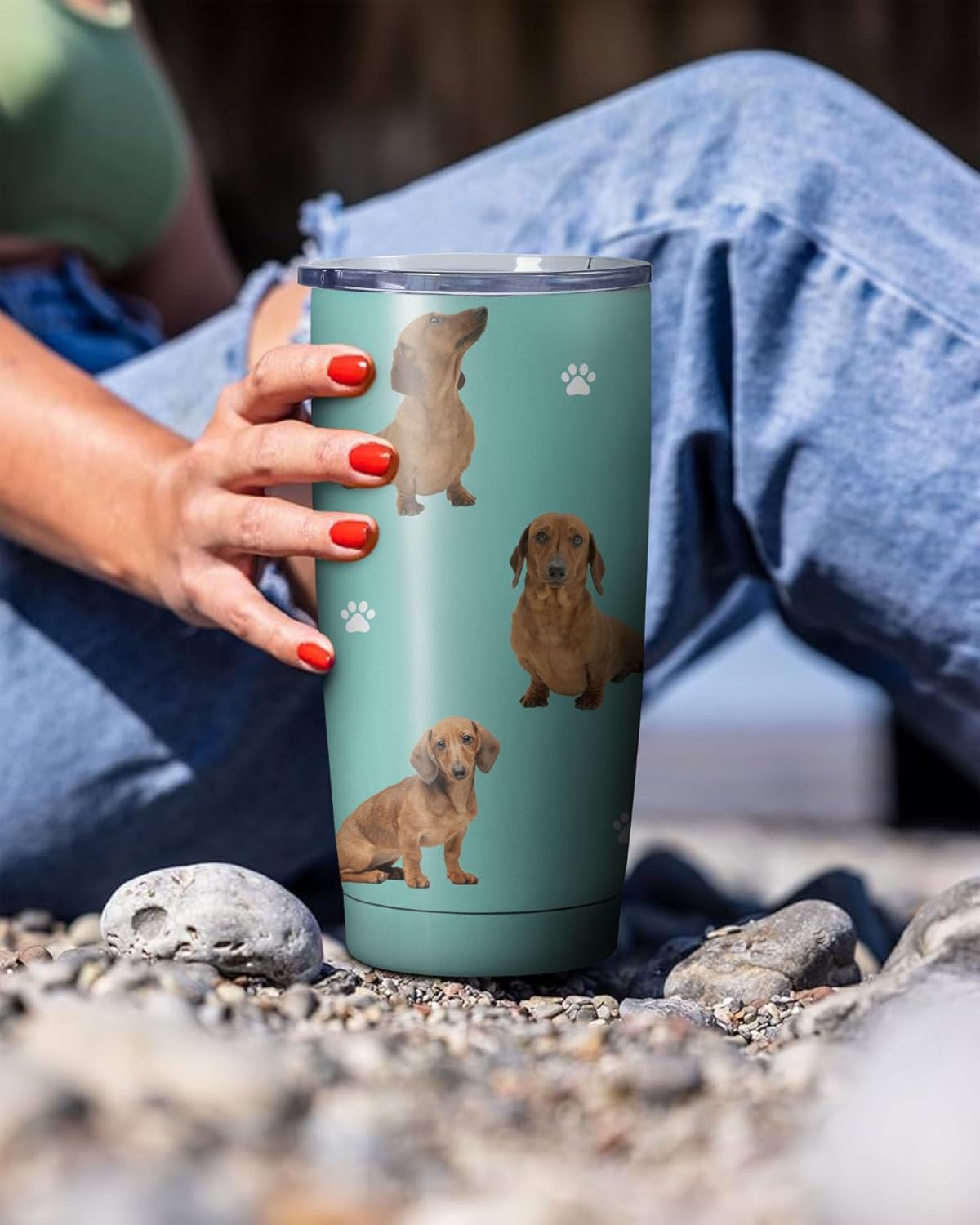 Dachshund Dog Tumbler Stainless Steel Insulated Travel Coffee Cups with Lid and Straw,Ideal Memorial Gift for Dog Dad/Mom,20oz - Image 3