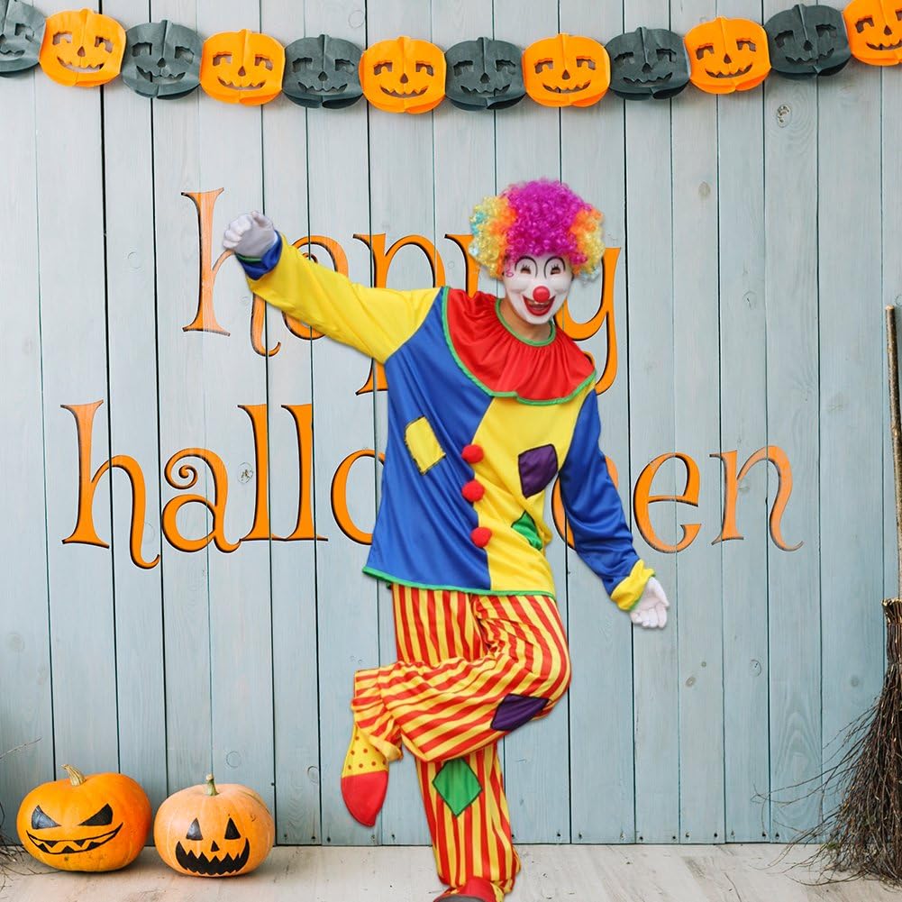 1 Set di Costume Clown Colorato con Parrucca, Maschera, Borsa, Scarpe E Guanti, Costume per Adulti per Halloween, Spettacoli Circensi E Cosplay.