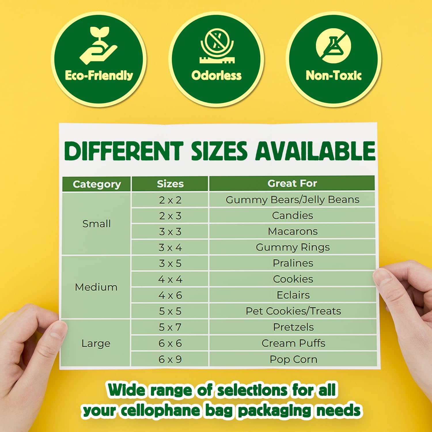 Self Sealing Cellophane Bags - 3" x 3" (1000 Count) - Clear Plastic Resealable Cello Bag - Cellophane Treat Bags, Cookie Bags for Packaging, Candy bags, Cello Bags, Pastry Bags - Image 5