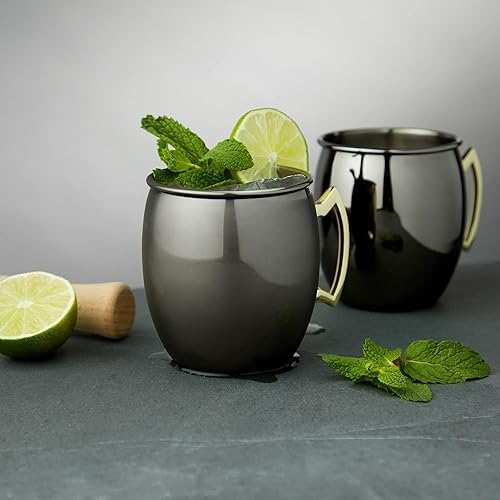 Miniatura 4 de True Moscow Mule - Taza de acero inoxidable, tazas de cobre para mulas de Moscú, accesorios de carrito de barra de cobre, 16 onzas, juego de 2