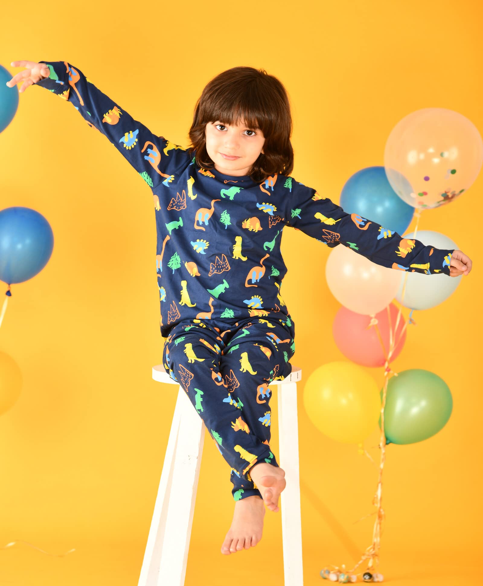 Anthrilo Cotton Blend Dinosaur Fun Navy Pyjama Set (6-12 Months_Multicolored) - Image 5 thumbnail