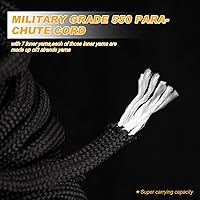 Vista 4 de Pulsera de supervivencia, pulsera táctica de paracaídas con conexión de grillete tipo U de acero inoxidable forjado, tres agujeros ajustables