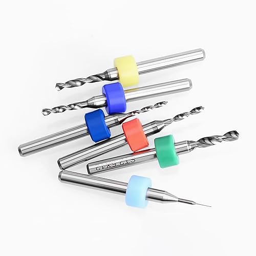 Miniatura 5 de FOCMKEAS Juego de 10 brocas para PCB, vástago de 18 de pulgada, broca micro torcida, carburo de flauta en espiral para placa de circuito de