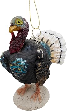Thanksgiving Tom Turkey Christmas Tree Glass Ornament Decor Farm Animal
