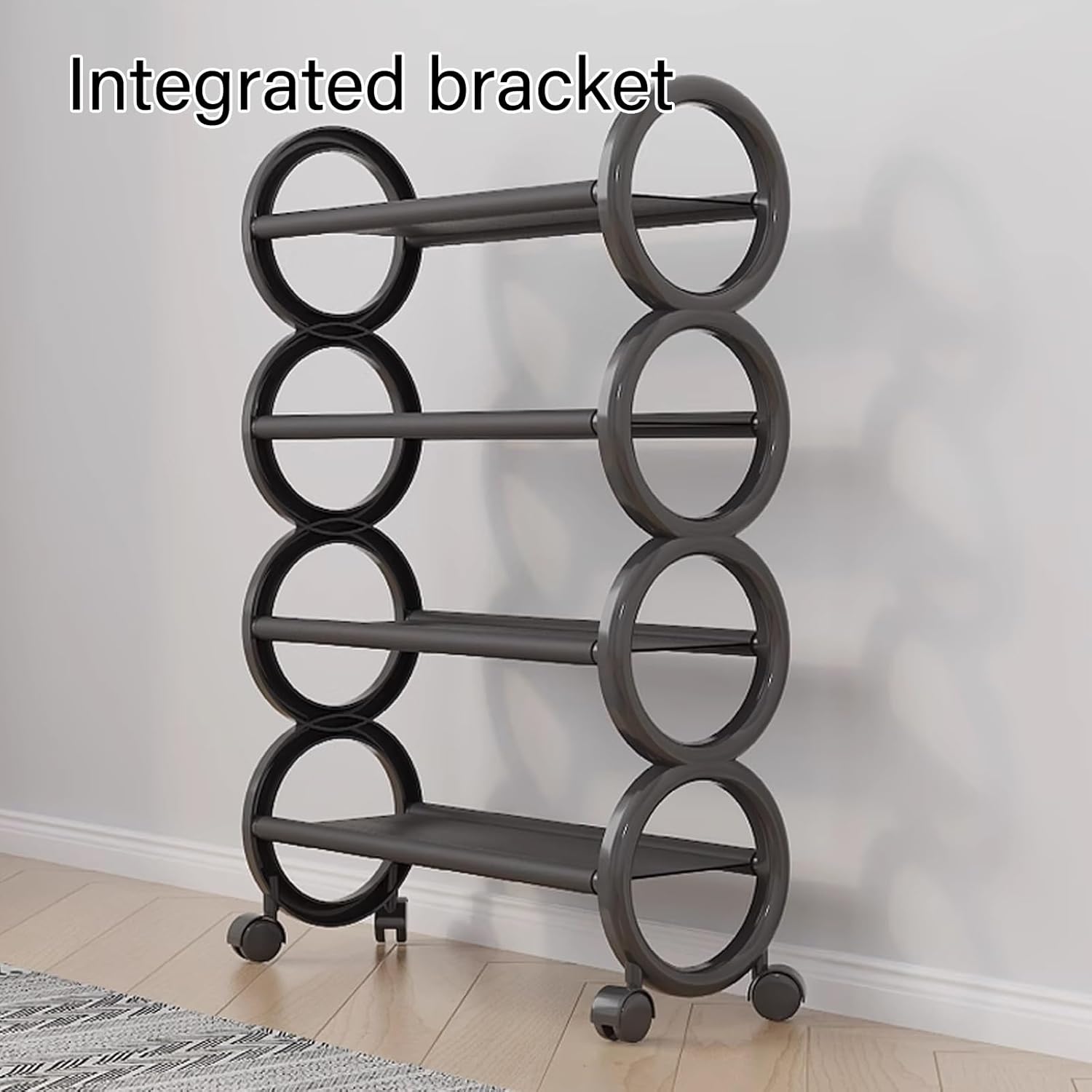 Shoe Rack for Front Door Entrance Water-Sprayed Non-Woven Fabric Separator with Universal Wheel Design Shoe Shelf for Entryway Living Room, Entryway(Black,41 * 73cm)