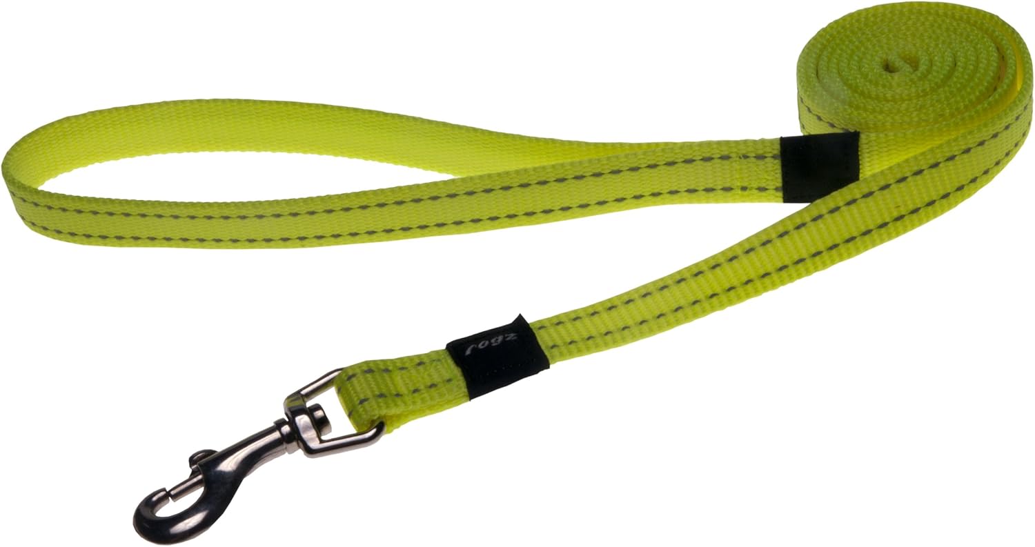 Reflective Dog Leash for Medium Dogs 5/8" wide, 6' long, Yellow, 5/8" Medium