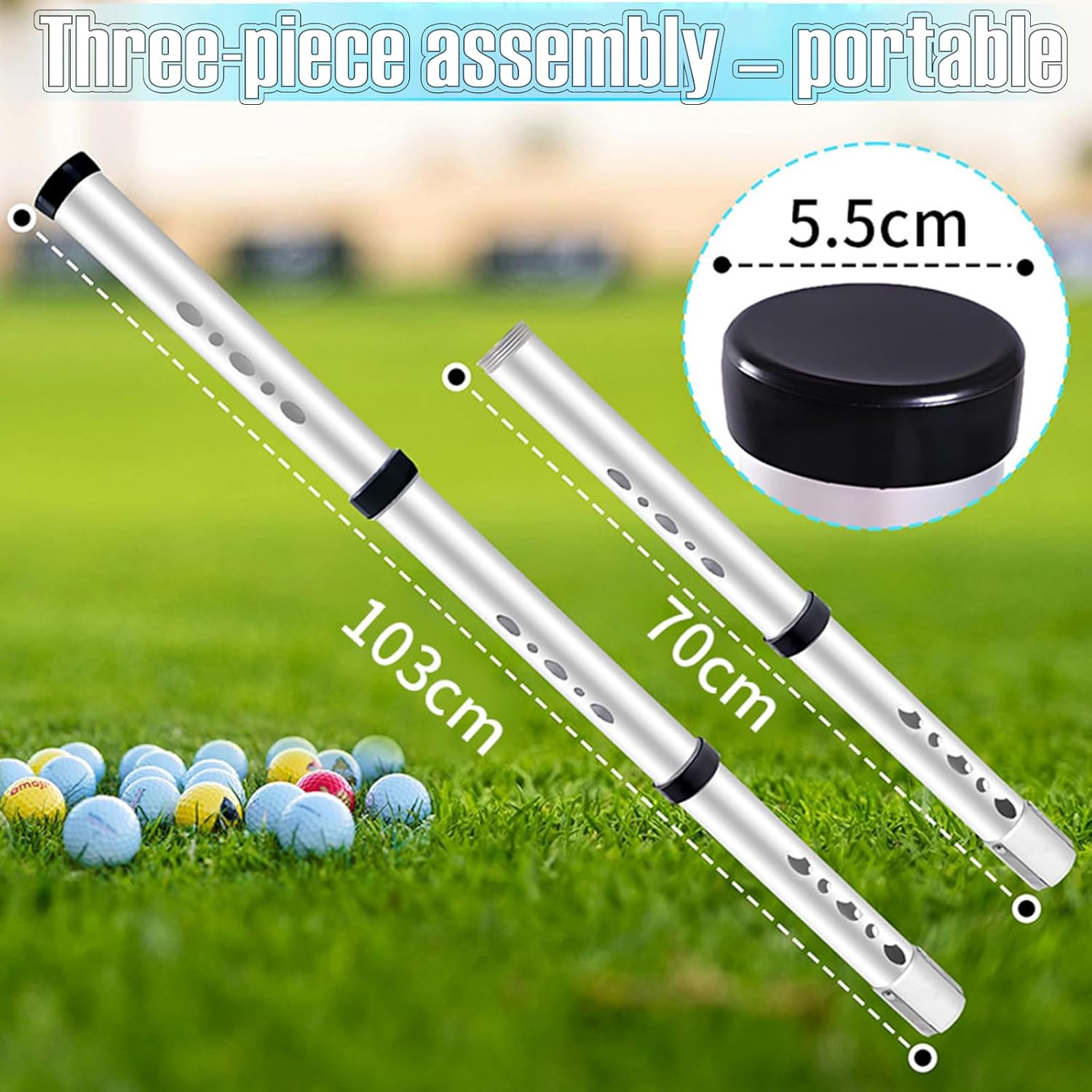 Golf Ball Retriever, Aluminum Alloy Picker Upper Tube, Golf Balls Shagger Grabber, Ball Collector, Pickup Tool Device for Men Women