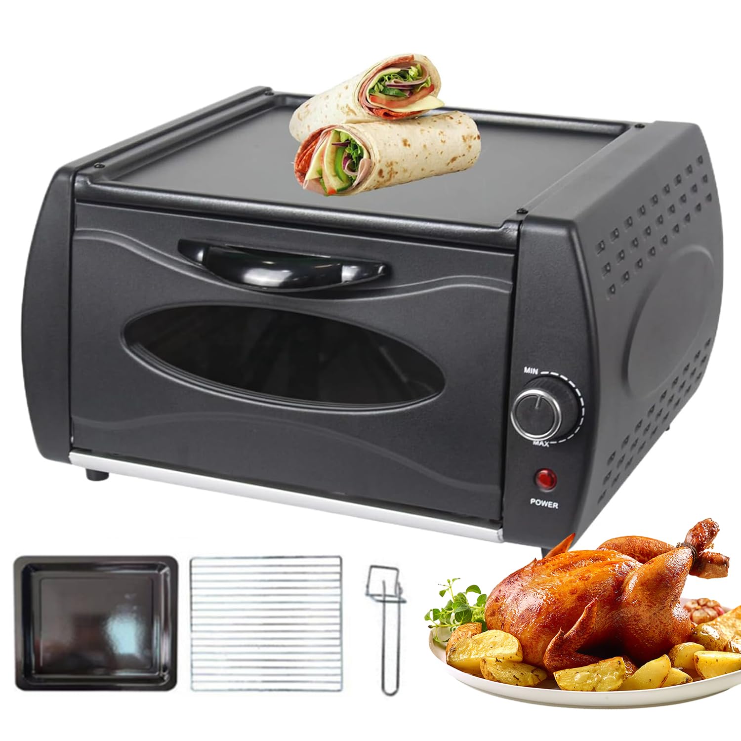 Elektryczny piekarnik Tandoor 2100 W z regulacją temperatury, wizualne szklane drzwi, blacha do pieczenia, płyta grzewcza - idealny do kuchni, domu i restauracji