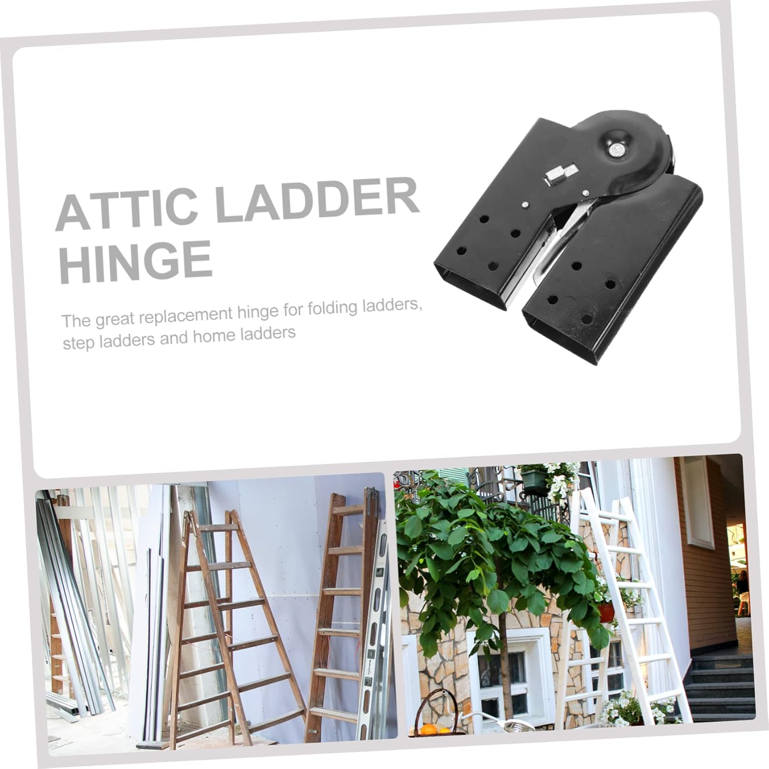 Mikikit 4pcs Folding Attic Step Ladder Hinge Ladder Tie Rod Heavy Duty Joint Connector