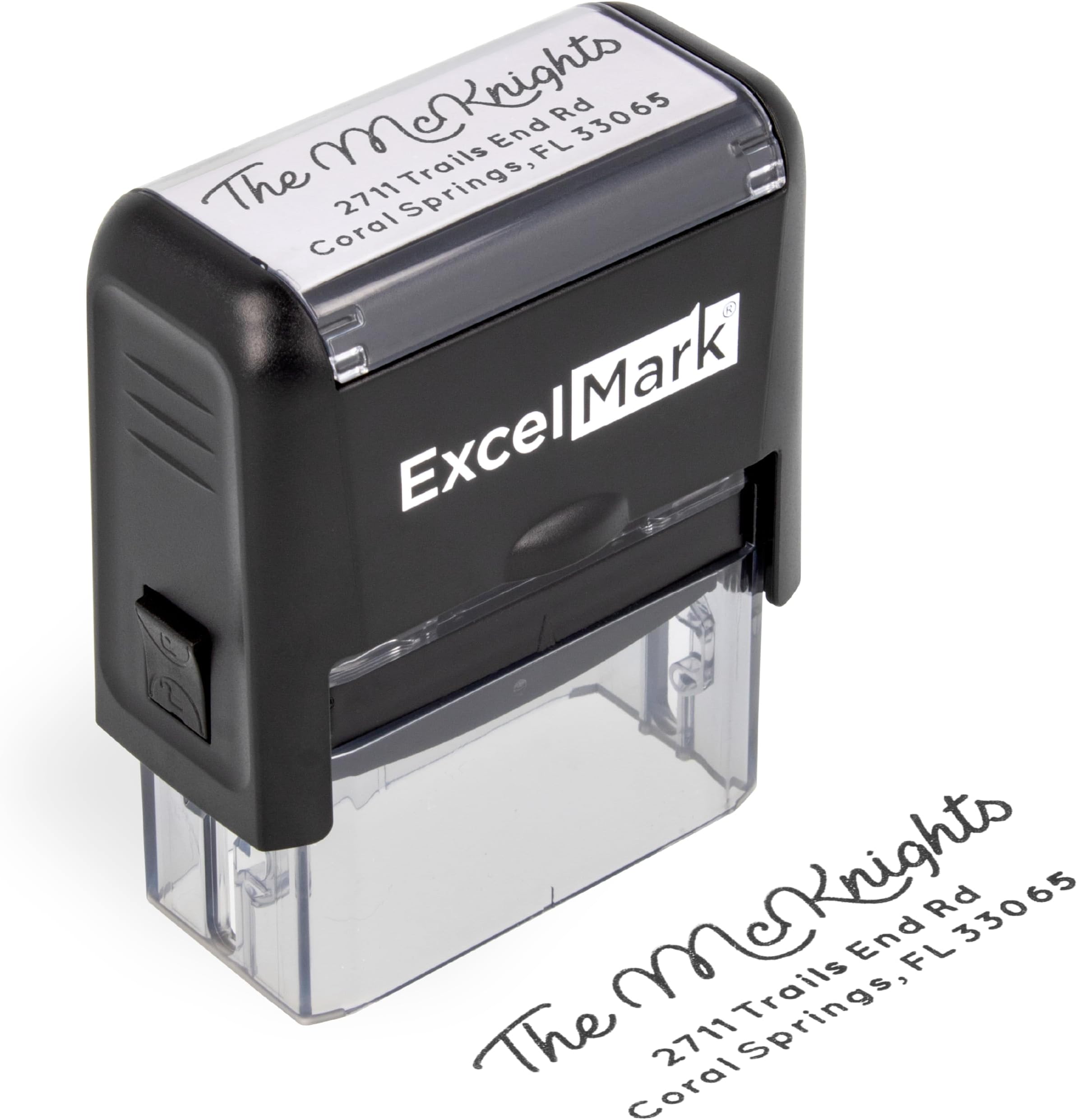 ExcelMark Custom Return Address Stamp – Self Inking Rubber Stamp – 3 Sizes and 8 Designs to Choose from