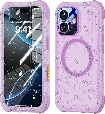 Waterproof Frosted Matte Magnetic Case for iPhone 17 6.3", IP68, Purple