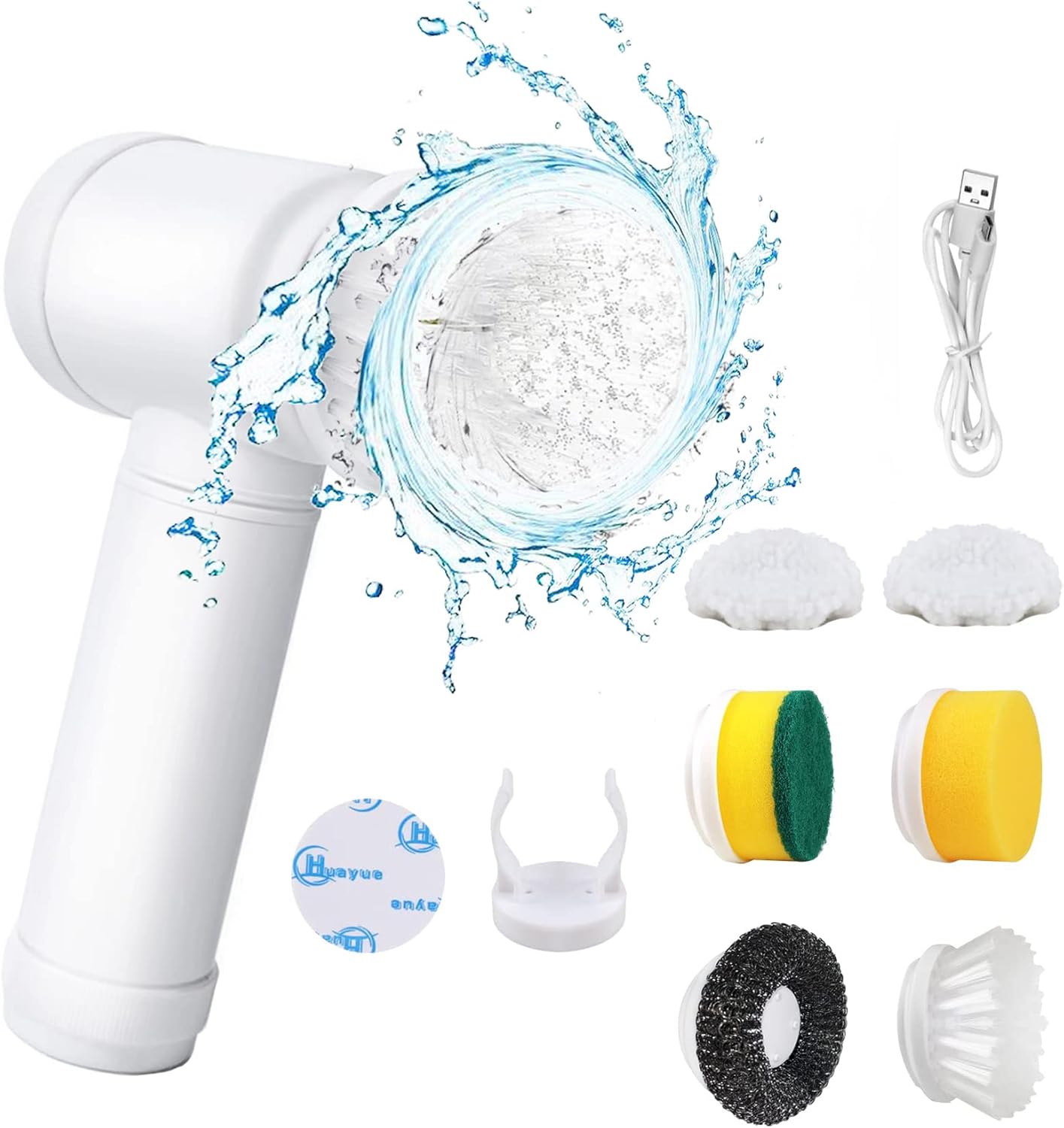 Household Electric Spin Scrubber, Cordless Power Cleaning Brush with 6 Replaceable Brush Heads, Handheld Shower Cleaner Brush, Rechargeable Scrub