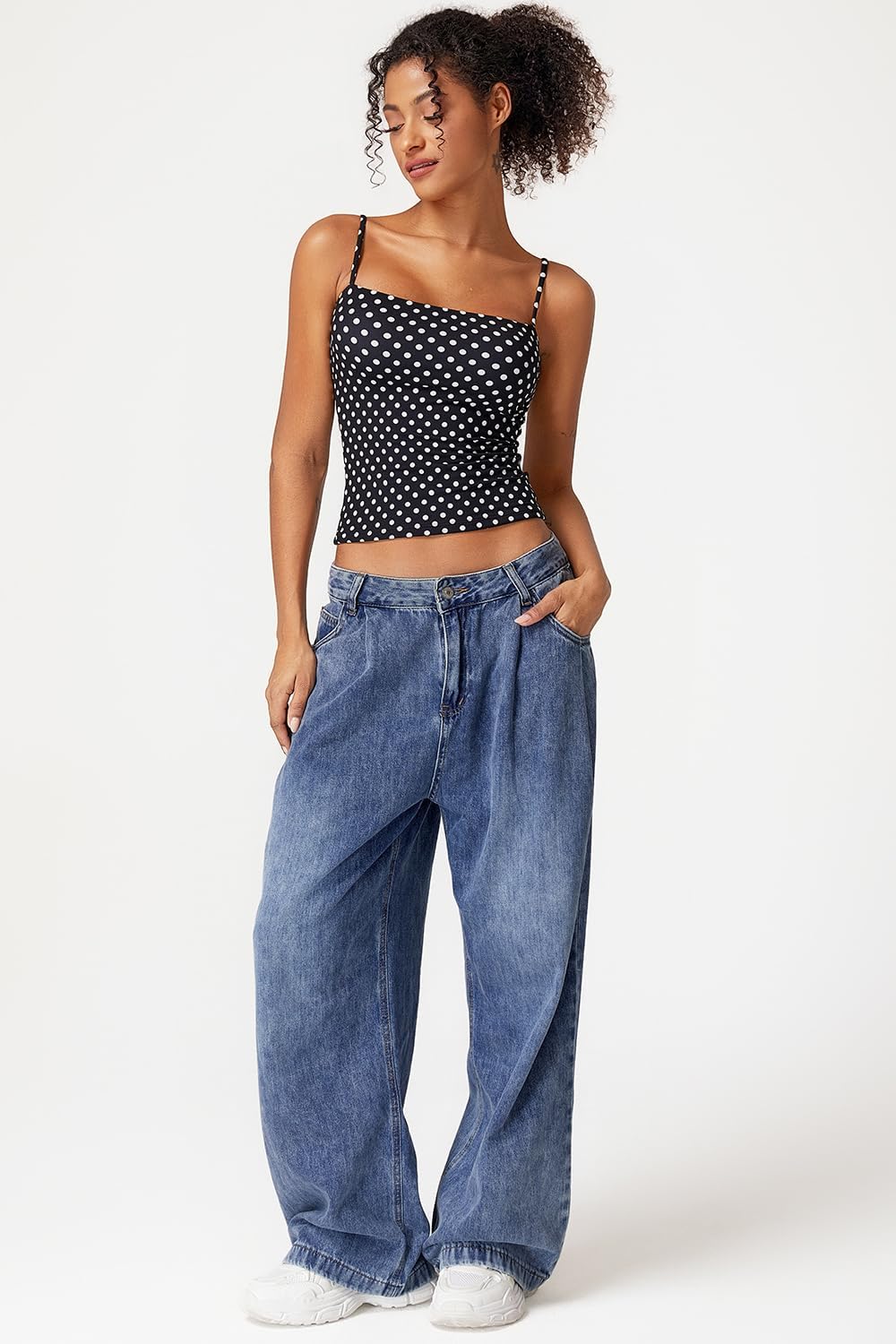 QINSEN Women's Double Lined Basic Tank Top Adjustable Spaghetti Straps Sleeveless Camisole Shirts - Image 5